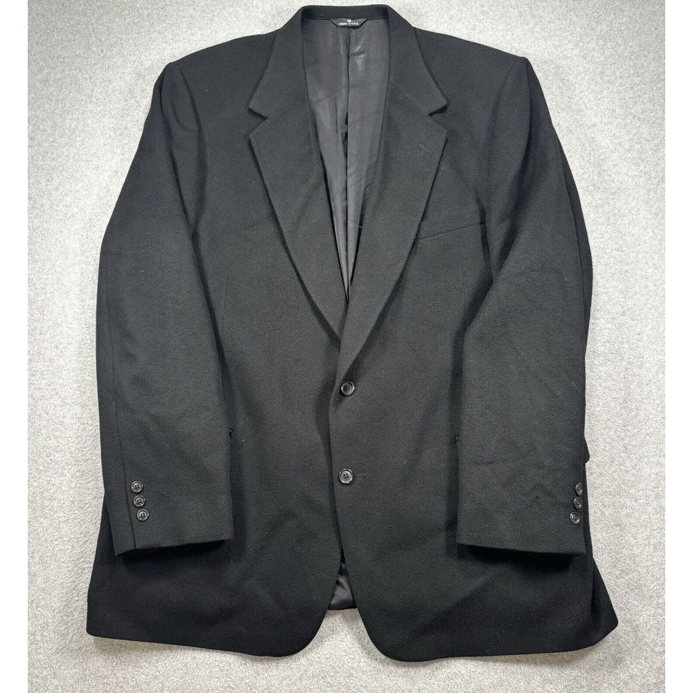 Perry Ellis Portfolio Camel Hair‎ Blazer Mens 48L Black 2 Button Coat